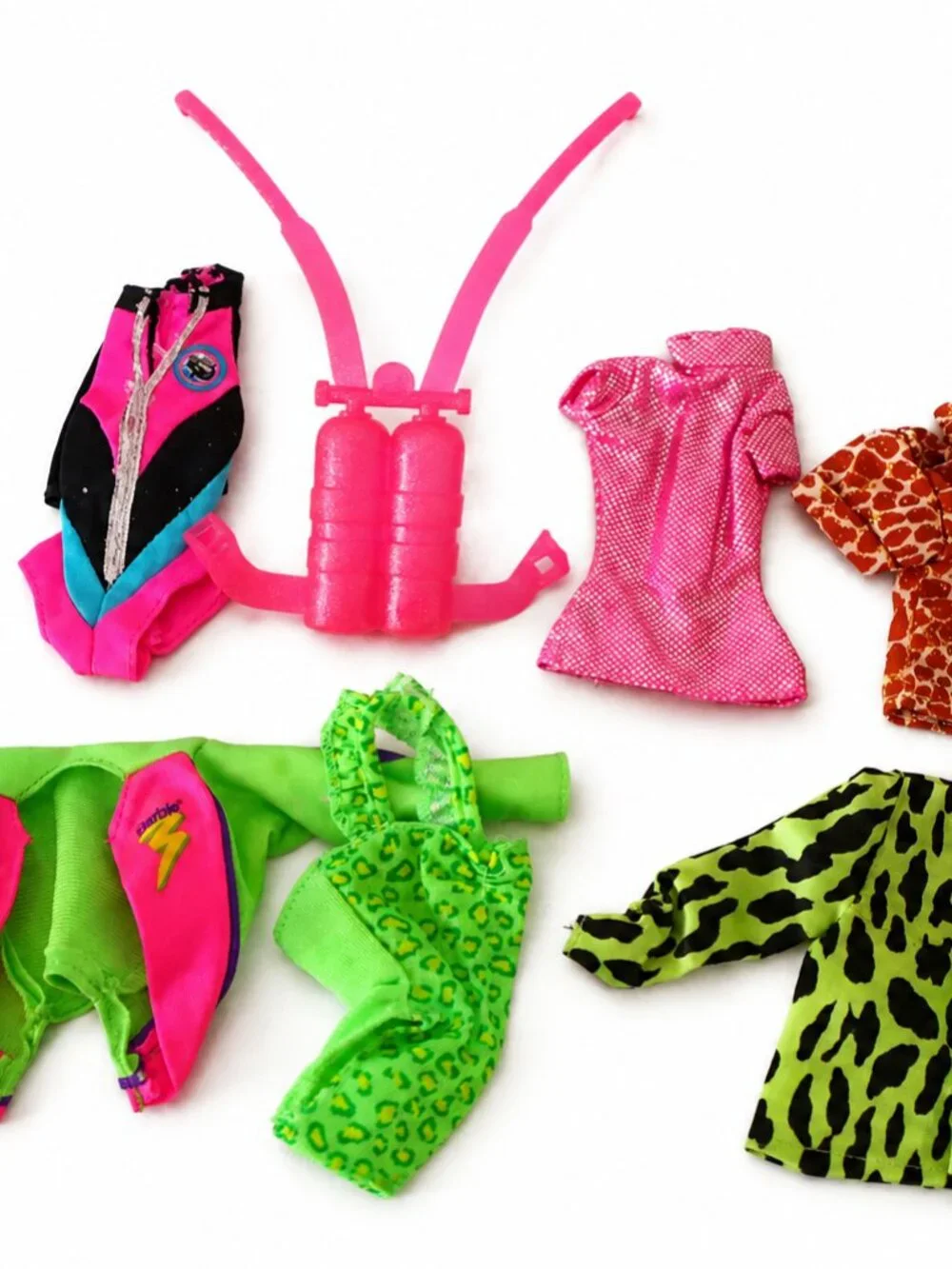 Vintage Barbie Doll Clothes Lot – 1990s Neon Fashions